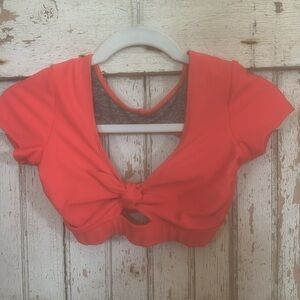 Five Red and Gray Open-Back Bra Top